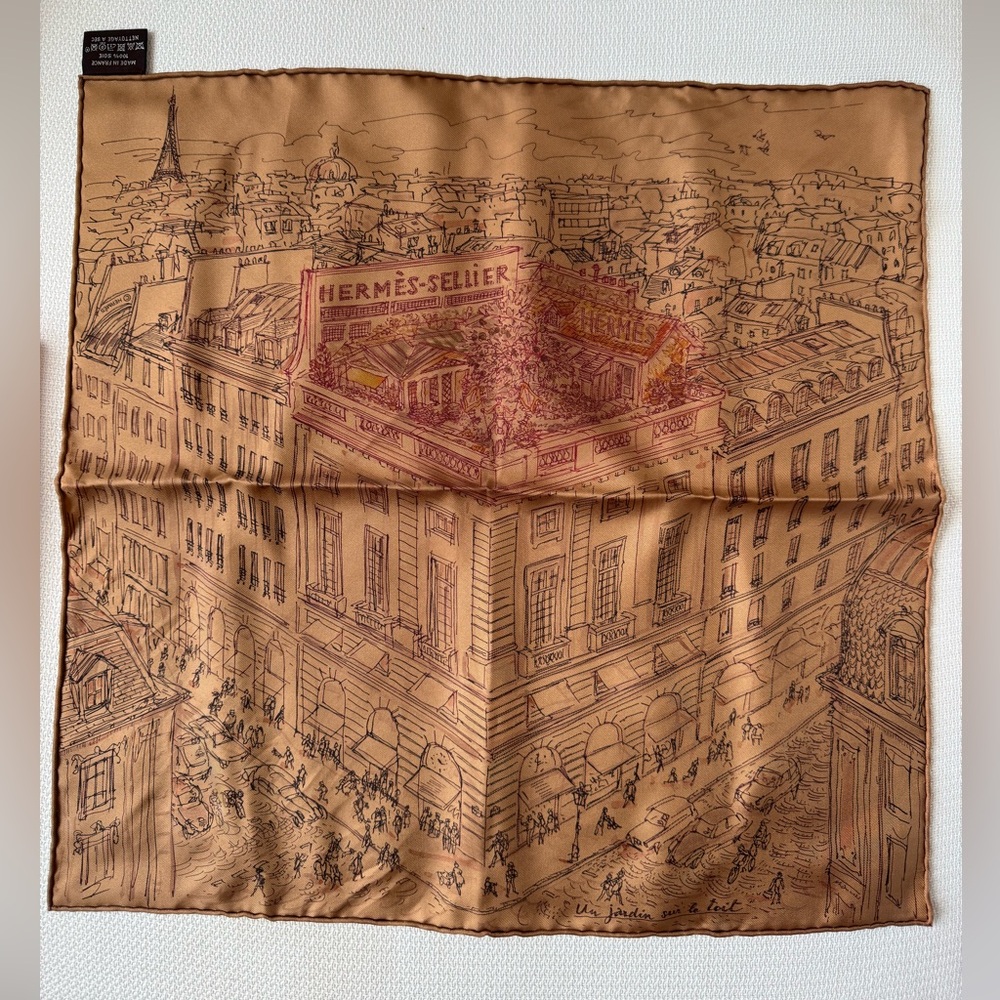 Hermès | Gavroche twill silk scarf bandana | Un Jardin Sur Le Toit | Petit carre